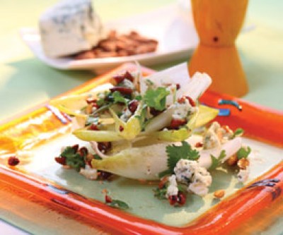 Belgian Endive with Blue Cheese and Smoked Almond Salad with Honey and Oil Vinaigrette