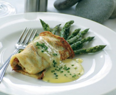 Asparagus Crepes with Chive Hollandaise