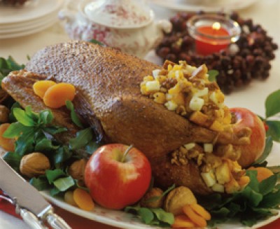 Roast Goose with Fruit and Nut Stuffing
