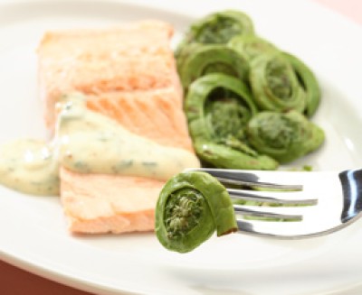 Sautéed Fiddleheads with Maple Syrup